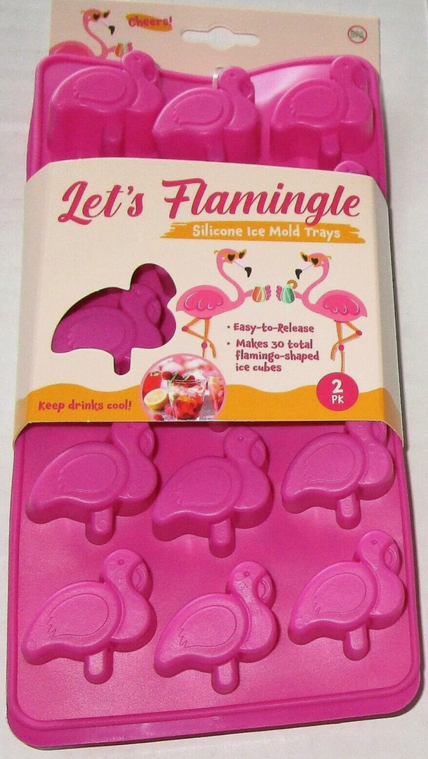 LET'S FLAMINGLE Silicone Ice Mold Trays 2 Pack Makes 30 Total ...
