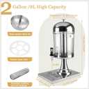 2 Gal Single Beverage Dispenser, Hot Cold Drink Dispenser with Ice Container and Stainless Steel Drip Trays for Parties Buffet Catering Cold Drinks and Beer