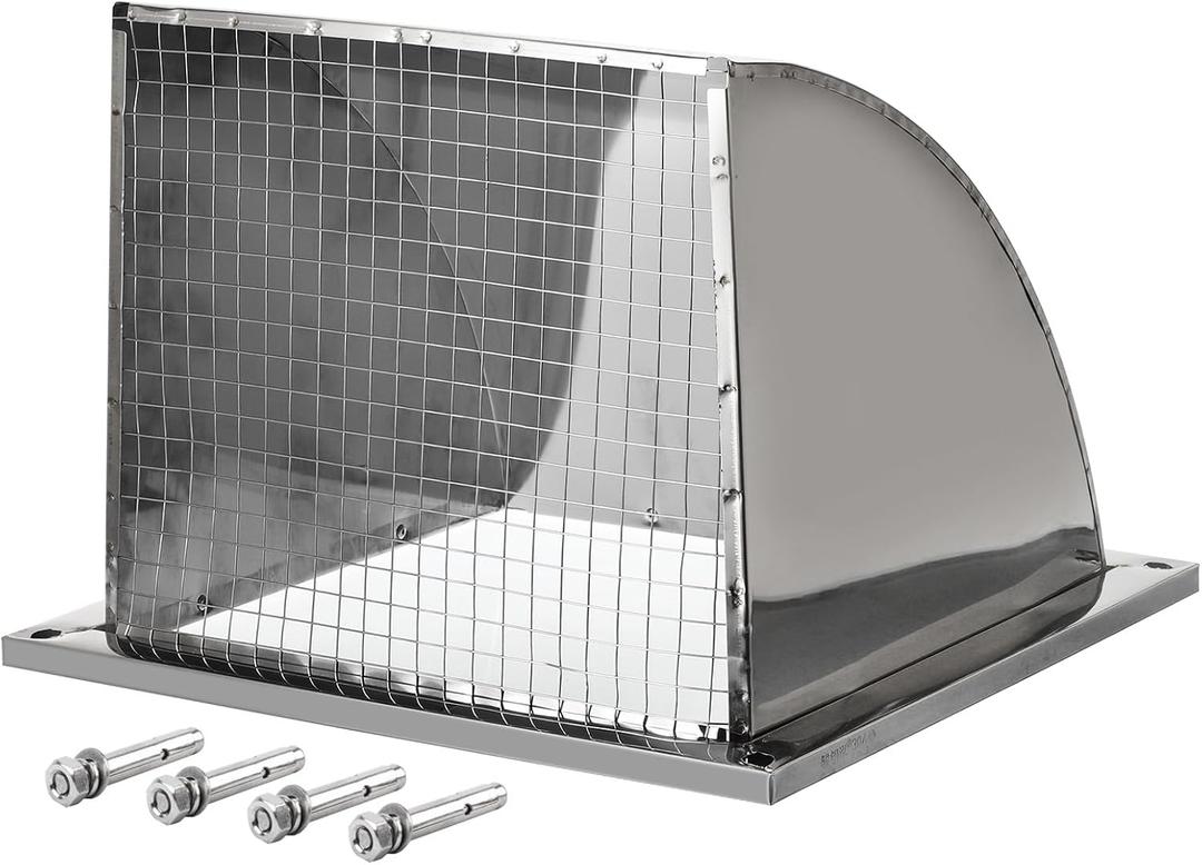 PATIKIL 12"x12" Wall Vent Cover, Exterior Dryer Vent Outlet Grille Louvered 304 Stainless Steel Outdoor Duct Ventilation with Mesh Screen for Bathroom Kitchen