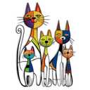 Wesiti Cat Wall Art Decor Iron Wall Sculptures Decor for Cats Lover 10.6 x 15.7 Inches Colorful Mid Century Cat Retro Signs for Home Living Room Bedroom Kitchen Office(Glamorous)