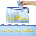 Set of 4 Sunscreen Bag Summer, Medium Size Blue Zippered Sunscreen Storage Pouch, 11.69 x 8.2 Inch Travel Portable Makeup Organizer for Summer Stuff Beach Sun Protection Essentials