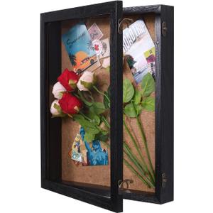 Extra Large Shadow Box 16x20, Big Shadow Boxes Display Cases with Hinged Door for Keepsake Collages Photos Tickets Flowers Bouquet Memorial Items(Black)