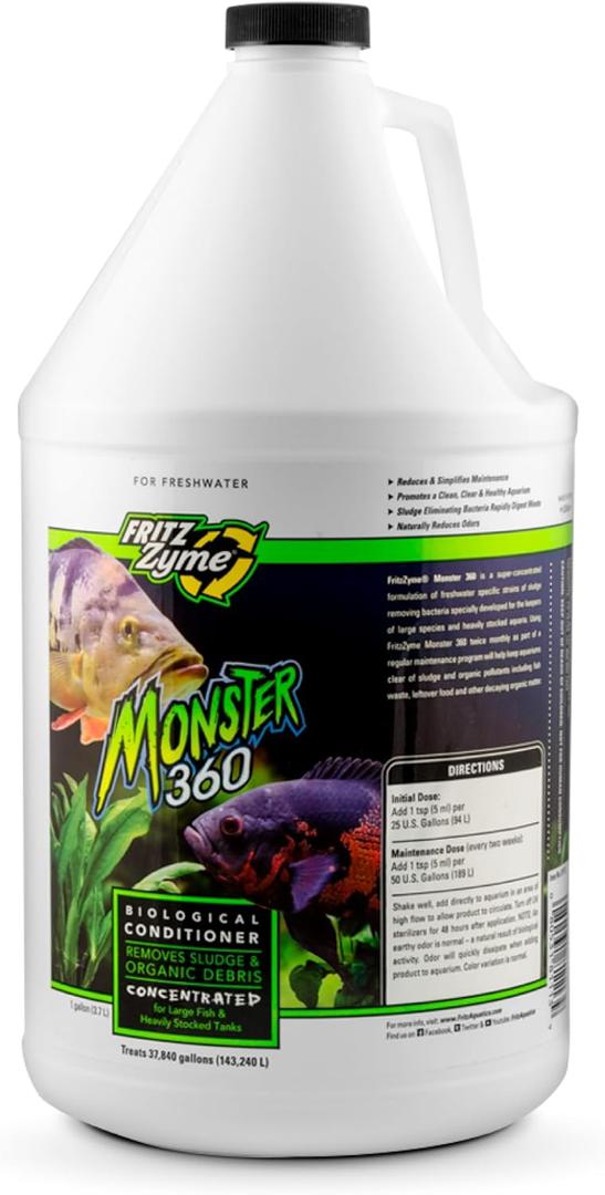 FritzZyme Monster 360 Concentrated Biological Conditioner for Fresh Water Aquariums, 1 Gal