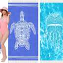 Thin Turkish Beach Towel Lightweight Soft Cotton Extra Large XL Oversized Sand Free Sandproof Absorbent Quick Dry Towels Cloud Bath Pool Travel Compact Essentials Accessories for Adult Gifts (XL(79x36 IN,200x90 CM), 2 Pack Adarkblue Turtle Deepskyblue Jellyfish)