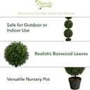Nearly Natural 36in Artificial Triple Ball Boxwood Topiary Tree - Indoor Outdoor Realistic Faux Greenery for Home Patio Office Decor, Low Maintenance