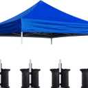 Eurmax USA 10x10 Pop Up Canopy Replacement Top,Universal Instant Canopy Cover ONLY,Heavy Duty UPF 50+ UV Protection,Water & Wind Resistant Tarp,Bonus 4 Sand Bags (Blue)