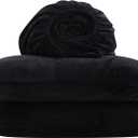 Velvet Plush Sheet Set(Include 1 Fitted Sheet & 2 Pillowcases) Truly Soft Milk Fluff Fitted Sheet with 18'' Deep Pocket-Breathable Anti-Static Luxury Sheet (Black, Queen (U.S. Standard))