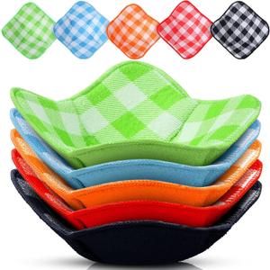 Geiserailie 5 Pieces Hot Bowl Holder Microwave Safe Bowl Cozies Multipurpose Heat Proof Plate Holder to Prevent Hand from Heat and Maintain Food Warm (Red, Blue, Green, Yellow, Black)