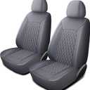Car Seat Covers,Breathable and Waterproof Leather Seat Covers,Luxury PU Universal Fit Automotive Airbag Compatible for Most Cars Sedans SUV and Truck(2 Pieces,Front Seat,Grey,N1)