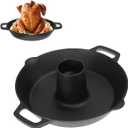 Cast Iron Chicken Roaster, Vertical Beer Can Chicken Holder with Drip Pan, Pre-Seasoned Poultry Roaster for Grill, Cast Iron Roast Turkey Stand, Roasting Pan & BBQ Grilling Accessories