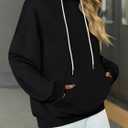 Fisoew Womens Casual Oversized Hoodies Loose Fit Long Sleeve Drawstring Pullover Hooded Sweatshirts 2025 Fall Winter Outfits (Black, L)