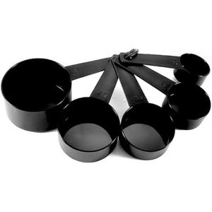Plastic Measuring Cups and Measuring Spoons Black for Baking&Kitchen (5 Measure Cups)