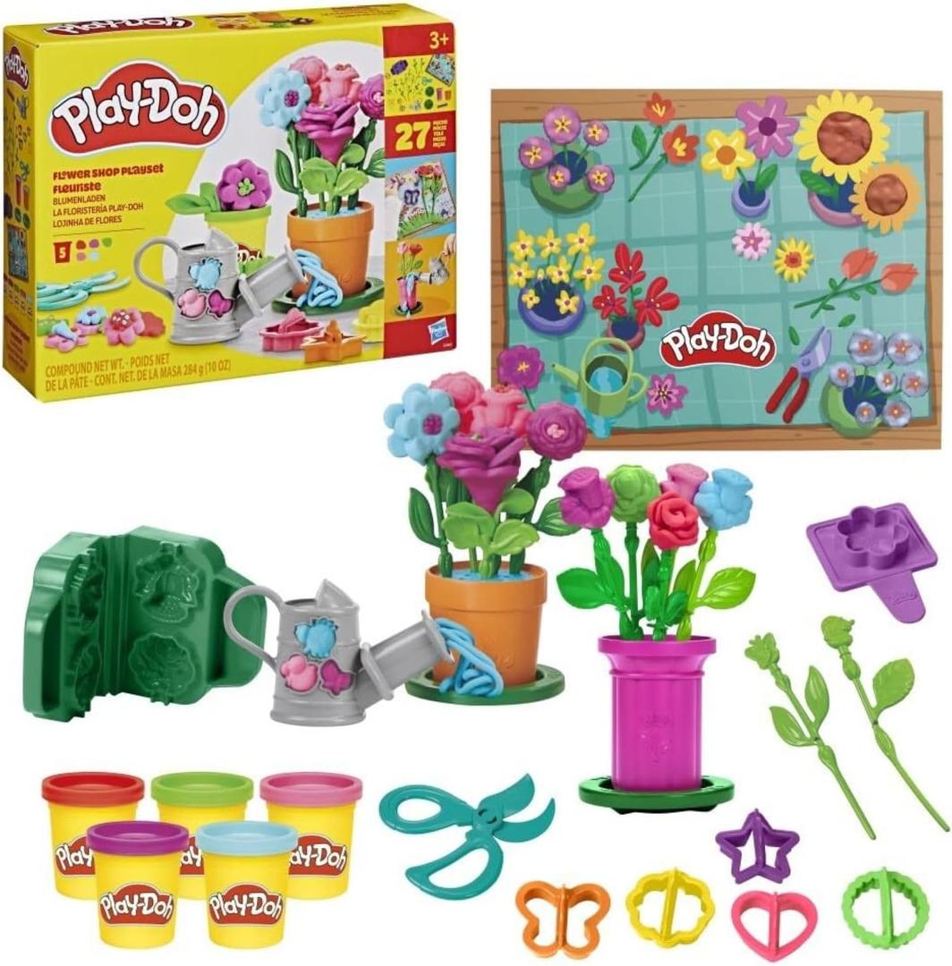 Play-Doh Flower Shop Playset, 27 Garden Toy Accessories, Kids Arts & Crafts, 3+  