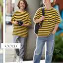 Boys Oversized Striped T-Shirt with Chest Pocket Short Sleeve Crew Neck Casual Summer Tee for Boys 5-14 (Black)