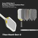 AIREO Titan Hawk Gen-3 Pickleball Paddle, Real Titanium + T700 Carbon Fiber Pickleball Racket, 14MM/16MM Polypropylene Core, Full-Face Sweet Spot, USAPA Approved Pickle Ball Paddle, Titan Hawk L14 Gen 3-14mm Thick