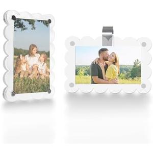 Car Sun Visor Photo Holder, Universal Magnetic Photo Car Visor Clip, Decorate Your Car Visor Picture Clip with Personality(Transparent Wave, 2.8x4.7)