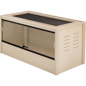 New Age Pet ECOFLEX 48" Wide Large Reptile Habitat, Mojave Lounge for Snakes, Tortoises & Lizards in Maple, Black & Grey, Easy Assembly, Sliding Glass Doors & Mesh Top (Tan)