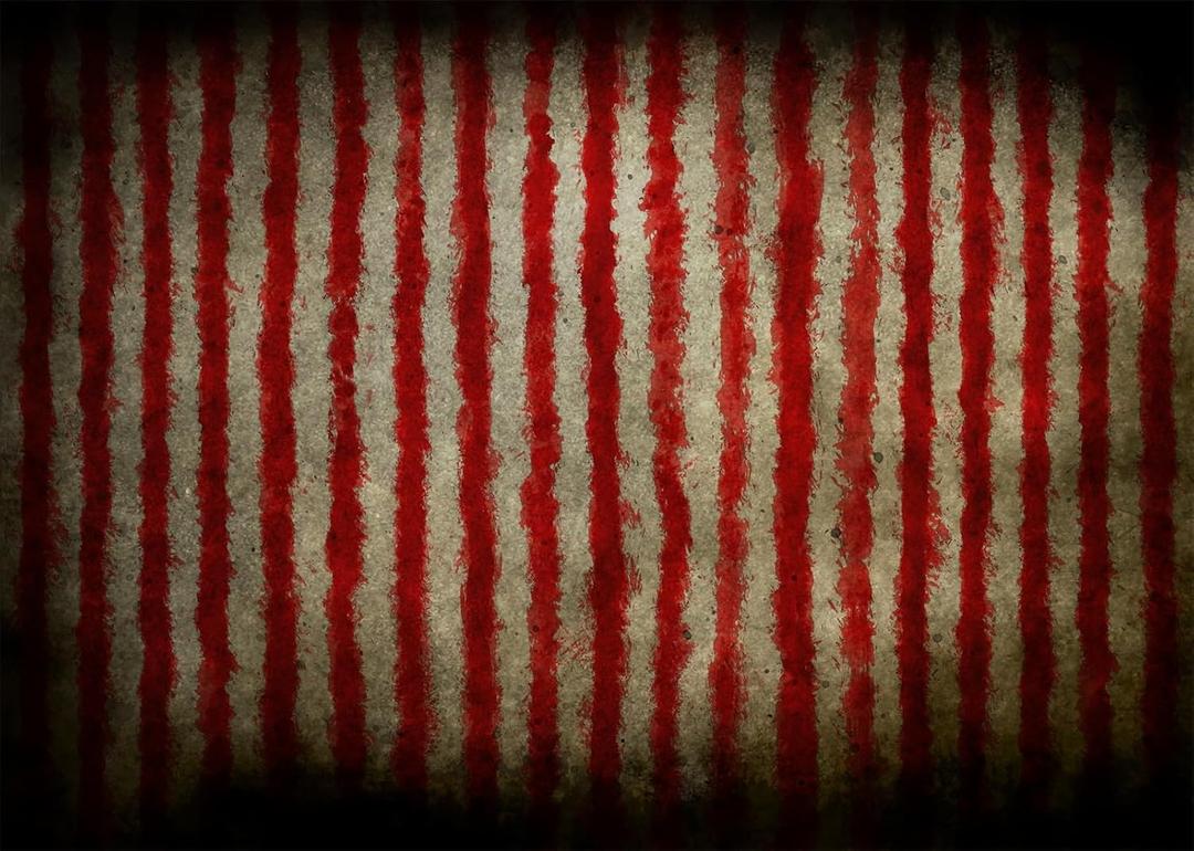 BELECO 15x8ft Fabric Evil Halloween Circus Backdrop for Photography Circus Carnival Bloody Red and White Stripes Scary Blood Splatter Party Decor Clown Banner Halloween Background Photo Studio Props (A12077)