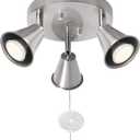 SEEBLEN 3-Light Industrial Directional Track Lighting with Pull Chain On/Off, Adjustable Round Ceiling Spotlight, Morden Nickel Flush Mount Kitchen Light for Hallway,Dining Room,Gu10 Bulbs Included
