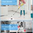 Leebein Electric Spin Scrubber, Cordless Cleaning Brush with 8 Replaceable Brush Heads, Tub and Floor Tile 360 Power Scrubber Dual Speed with Adjustable & Detachable Handle for Bathroom Kitchen Car