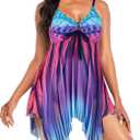 Zando Swimsuits for Women 2025 | Plus Size Swimsuit Tummy Control Modest | Flowy Swimdress (16-18, Mermaid)