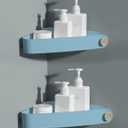 Sotfamily Shower Caddy Corner, 2 Pack Adhesive Corner Shower Shelves for Bathroom Organizers and Storage, Rust Free Plastic Rack for Bathroom Accessories & Decor, Light Blue