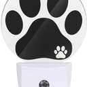 Dog Paw Night Light Black White Animal Footprint Dog Cat Paw Night Lights Plug into Wall 0.5W LED Lighting Auto on/Off for Bedroom Bathroom Hallway Stairway Kitchen (1.6"D x 3"W x 4.8"H)