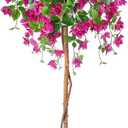 HUAESIN Artificial Bougainvillea Tree Faux Outdoor Plants 5FT Tall Fake Plant with Silk Flowers Lifelike Artificial Trees for Outdoors Porch Decor Indoor Office Garden Wedding Home (Pink)