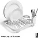 Umbra Sinkin Dish Drying Rack Drainer Caddy with Removable Cutlery Holder Use in Sink or On Counter, Standard, White/Nickel