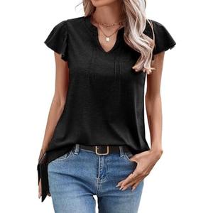 Womens Summer Tank Tops V Neck Waffle Knit Sleeveless Tunic Casual Loose Fit Blouses Shirt Clothes, M