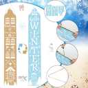 47 2 In1 Wooden Gingerbread House Outdoor Decoration Hello Winter Porch Christmas Welcome Sign Gingerbread House Decor Winter Outdoor Porch Sign for Front Door Hanging Christmas Home Decor