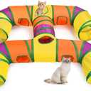 Petizer H-4-Way Collapsible Cat Tunnels for Kittens Indoor Entertainment, Washable Cute Cat Tube Toys with Interactive Playing Balls,Tear-Resistant Pet Tube, Cats, Kitten, Kitty, Puppy, Rabbit