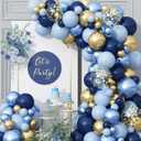YOURS DECOR 62 Pcs Set of Blue Graduation Balloon Garland Kit Metallic and Macaron Gold and Metallic for Birthday Parties Decor
