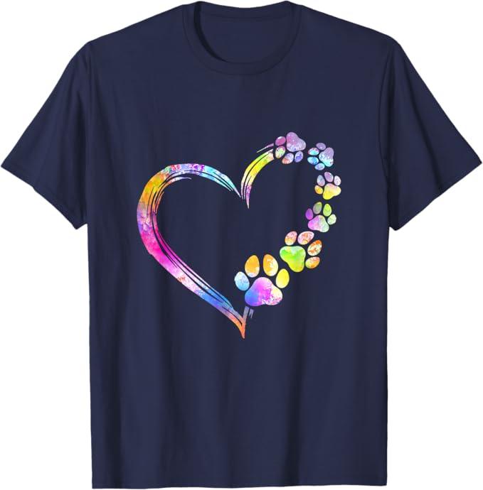 Dog Mom Dad Puppy Love Dogs Paw Print Heart Tie Dye Design Men Women T-Shirt 4XL Blue