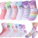 LANLEO Baby Non Slip Socks with Grippers Toddler Girls Boys Kids Grip Cotton Socks 6 Months-5 Year Old (1-3T, 6 Pairs Animal)