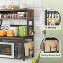EnHomee Microwave Stand, 4-Tier with 9 Hooks for Kitchen Countertop Organizer, 205LBS Microwave Shelf, Adjustable Kitchen Shelves Microwave Stand with Storage and Microwave Oven Rack (Brown)