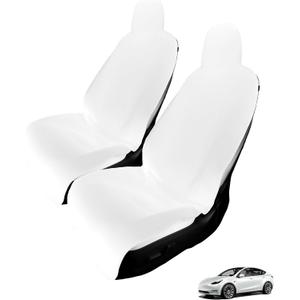 Tesla Model 3/Y Seat Covers - Protects Your Teslas Seats - Sweat, Pet, and Spill Protector - Waterproof & Durable Front Seat Covers, 2 White Tesla Seat Covers