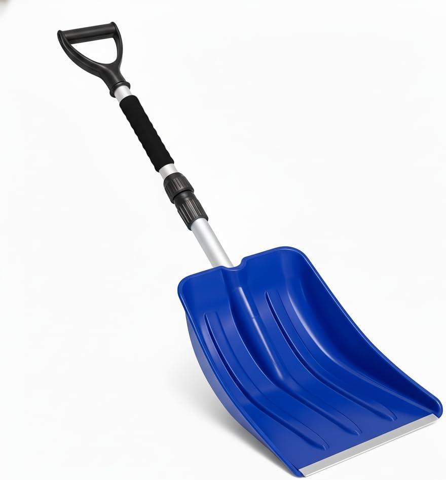 Snow Shovel for Kids Toddler - Lightweight Plastic Blade with Heavy Duty Metal Handle and Comfort D-Grip,32 Inch Detachable Snow Shovel for Car, Driveway, Garden, Camping, Beach, Emergency Use, Blue