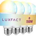 Alexa Light Bulbs 150W Equivalent, Smart Light Bulbs Directly Compatible with Alexa, Tunable Warm to Cool White, A19 E26 Bluetooth Light Bulb, No WiFi Required, 14W 1600LM, 4 Pack