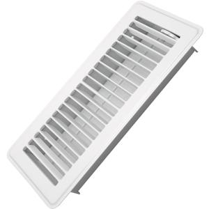 4" x 10" Floor Register - Heavy Duty Steel Walkable Floor Vents - Easy Adjust Air Supply Lever - Vent Covers for Home (White)