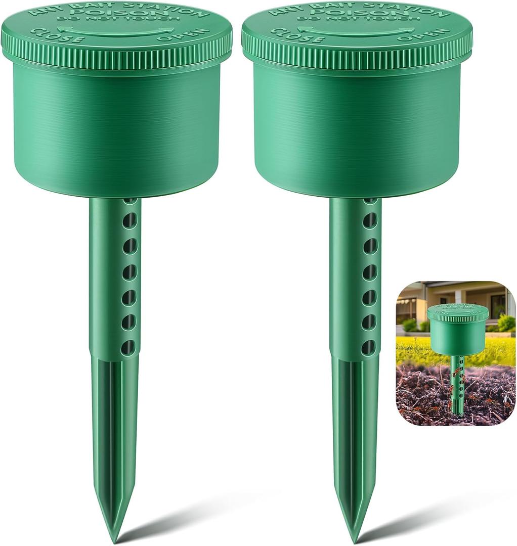 Qualirey 2 Pack Ant Bait Stations Reusable (Bait NOT Included), Multi-Surface Ants Killer for Home, Ant Control for Outdoor Use, Remove Colonies, Kills Common Household Ants