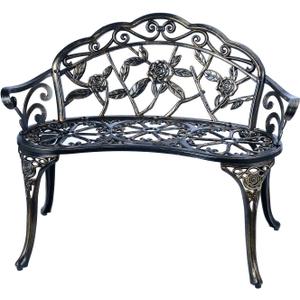 Patio Balcony Bench Double Seat, Anti-Rust Cast Aluminum Patio Garden Bench for Park Yard Outdoor Furniture Copper.1