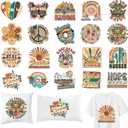 Hippie Iron on Transfers, 12 PCS DTF Transfers Ready to Press Iron on Patch Applique Decals, Retro Heat Transfer Vinyl for T-Shirts Bag Clothing DIY Crafts