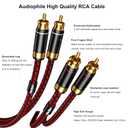 Auidophile 2RCA Male to 2RCA Male Stereo Audio Cable,Gold Plated | 4N Oxgen-Free Copper Core (9 Feet (3M))