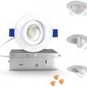 Aosclex 3 Inch 5CCT Gimbal LED Recessed Lighting with Jbox, 360°+90° Adjustable Directional Downlight, Dimmable Eyeball Canless Recessed Lights, 7W 800LM, 2700K-5000K Selectable, ETL (White, 1 Pack)