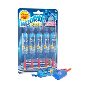 2 x Chupa Chups Melody Pops, Blue Raspberry, Whistle Lollipops, Individually Wrapped Candy, 5 count (EXP 07/31/26)