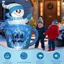 5FT Christmas Inflatables Outdoor Decorations, Cute Blue Inflatable Snowman Outdoor in Mug, Christmas Blow Up Yard Decorations with Built-in LEDs for Xmas Holiday Lawn Garden Party Decor