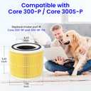 Core 300 Replacement Filter for LEVOIT Core 300 & 300S Air Purifier, 3-Stage H13 True HEPA Filter for Common Airborne Substance Removal, Replace Core 300-RF, Yellow, 2-Pack