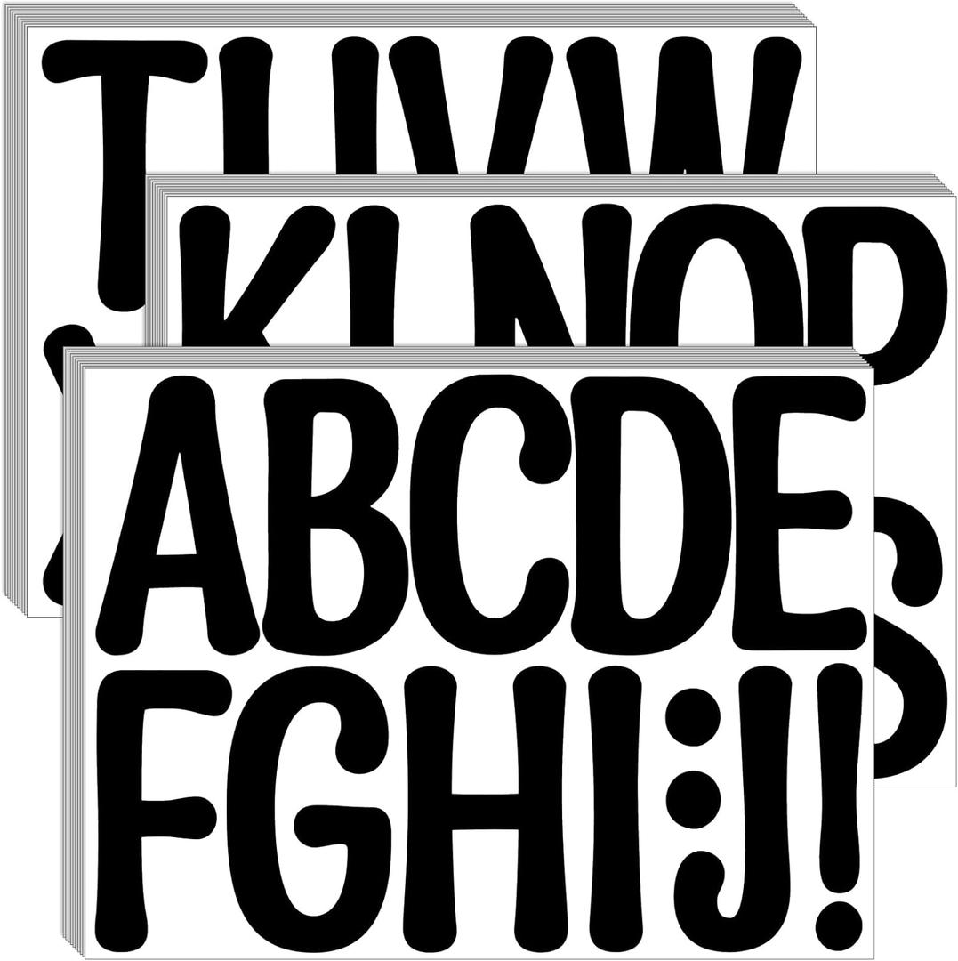 Bemeol 30 Sheets Large Letter Stickers 4 Inch Alphabet Letter Stickers Self Adhesive Sticker Letters for Bulletin Boards Classroom Home Decor(Black)