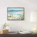 Abstract Beach Framed Painting Artwork: Seaside Chair Wall Art Seascape Hand Painted Painting for Vacation Villa (16" W x 11" H, Multiple Sizes/Material)